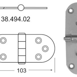 Cerniera inox 103x38 mm sporgente